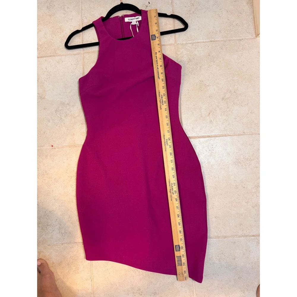 Elizabeth and James Magenta Pink Halter Neck Sheath NWT Size 4 Cocktail Mini - Picture 10 of 12